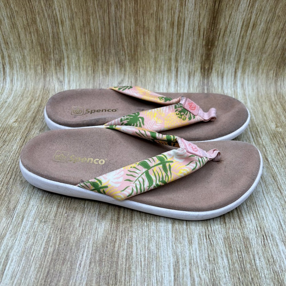 Spenco Flip Flop Sandals Women's Size 9 Pink Tropical Orthotic Support